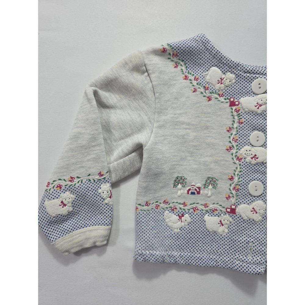 Vintage Spumoni Baby Sweatshirt 4T Farm Animals Embroidered USA Cottagecore - Picture 3 of 6